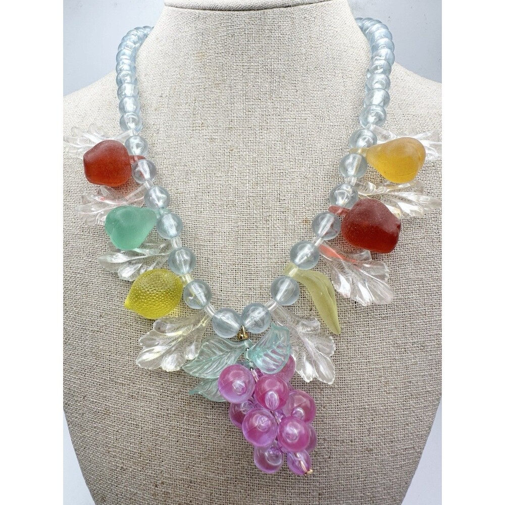 Vintage Lucite Fruit Salad Necklace 19”